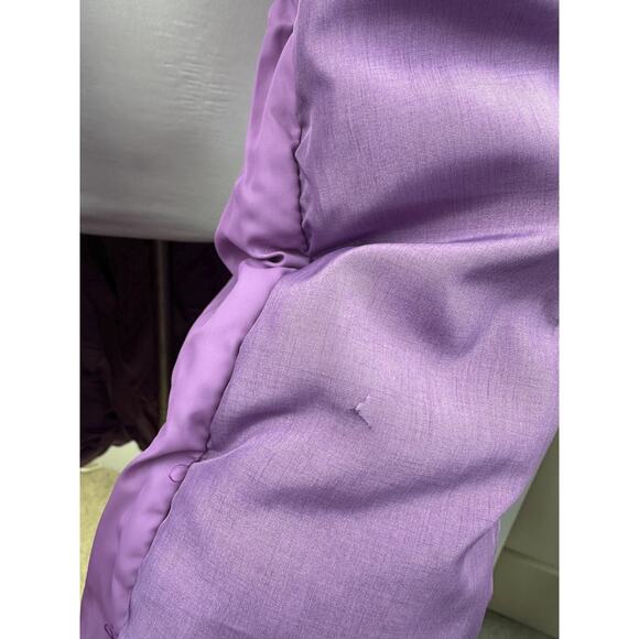 Vintage Saks Fifth Avenue Purple Long Puffer Coat Down Feather Women’s Large - Picture 5 of 16